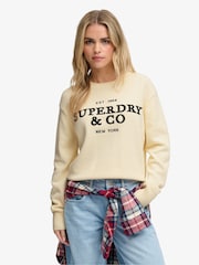 Superdry Cream Heritage Graphic Jumper - Image 1 of 7