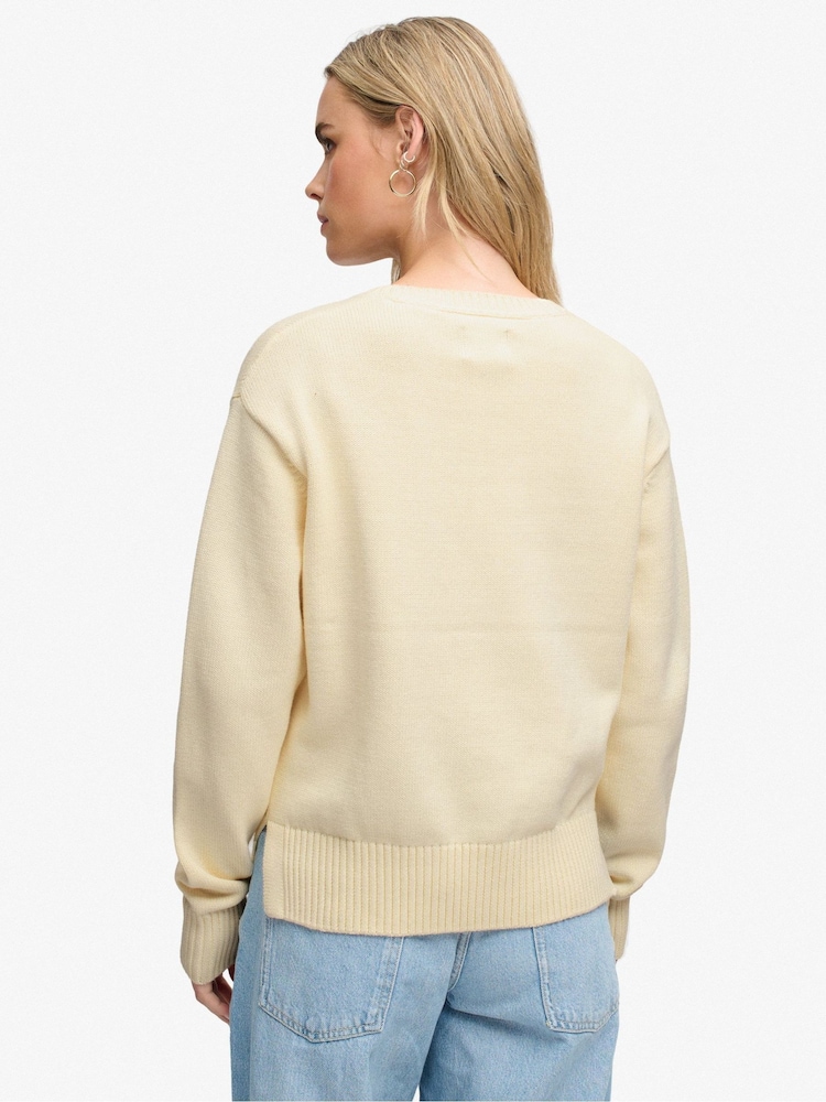 Superdry Cream Heritage Graphic Jumper - Image 2 of 7