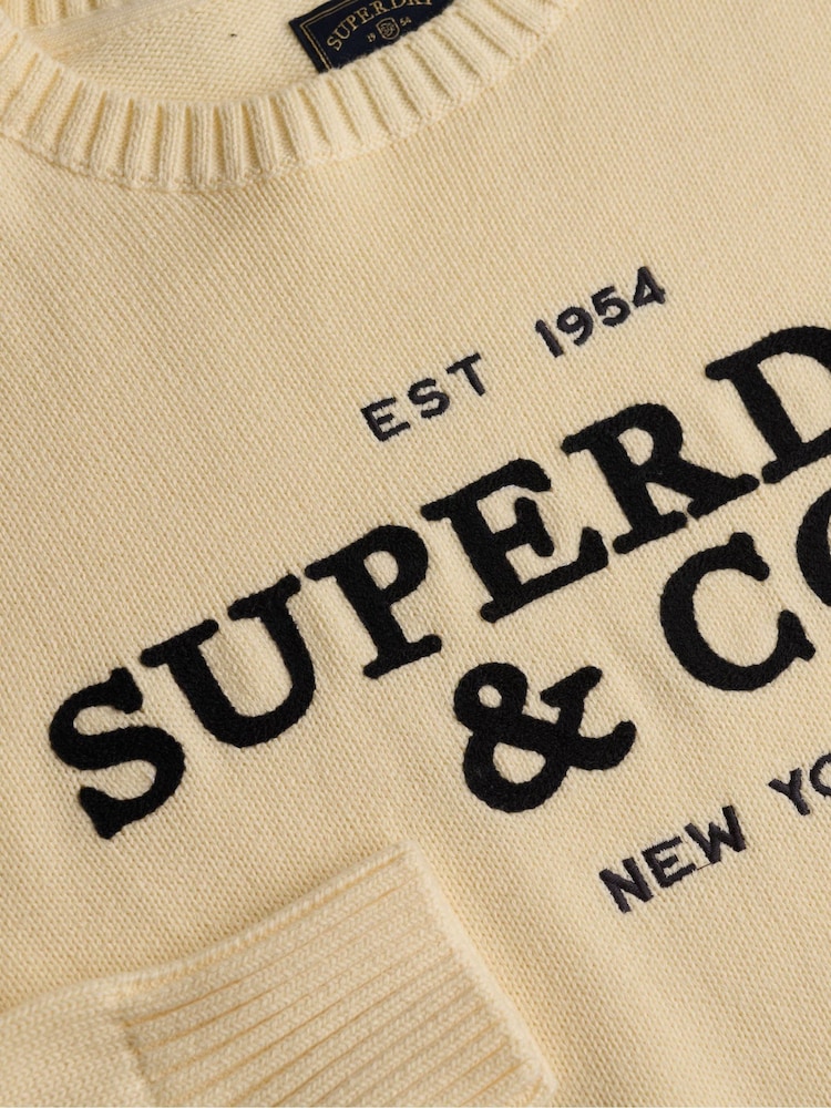 Superdry Cream Heritage Graphic Jumper - Image 7 of 7