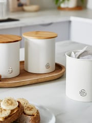 Swan Set of 3 White Nordic White Cannisters - Image 1 of 5