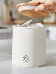 Swan Set of 3 White Nordic White Cannisters - Image 2 of 5
