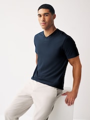 Navy Blue Regular Fit Essential V-Neck T-Shirt - Image 1 of 1