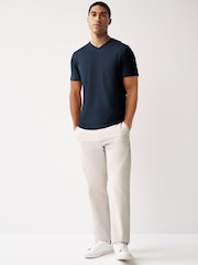 Navy Blue Regular Fit Essential V-Neck T-Shirt - Image 2 of 6