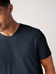 Navy Blue Regular Fit Essential V-Neck T-Shirt - Image 4 of 6