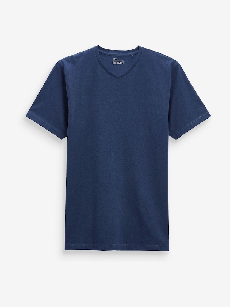 Navy Blue Regular Fit Essential V-Neck T-Shirt - Image 5 of 6