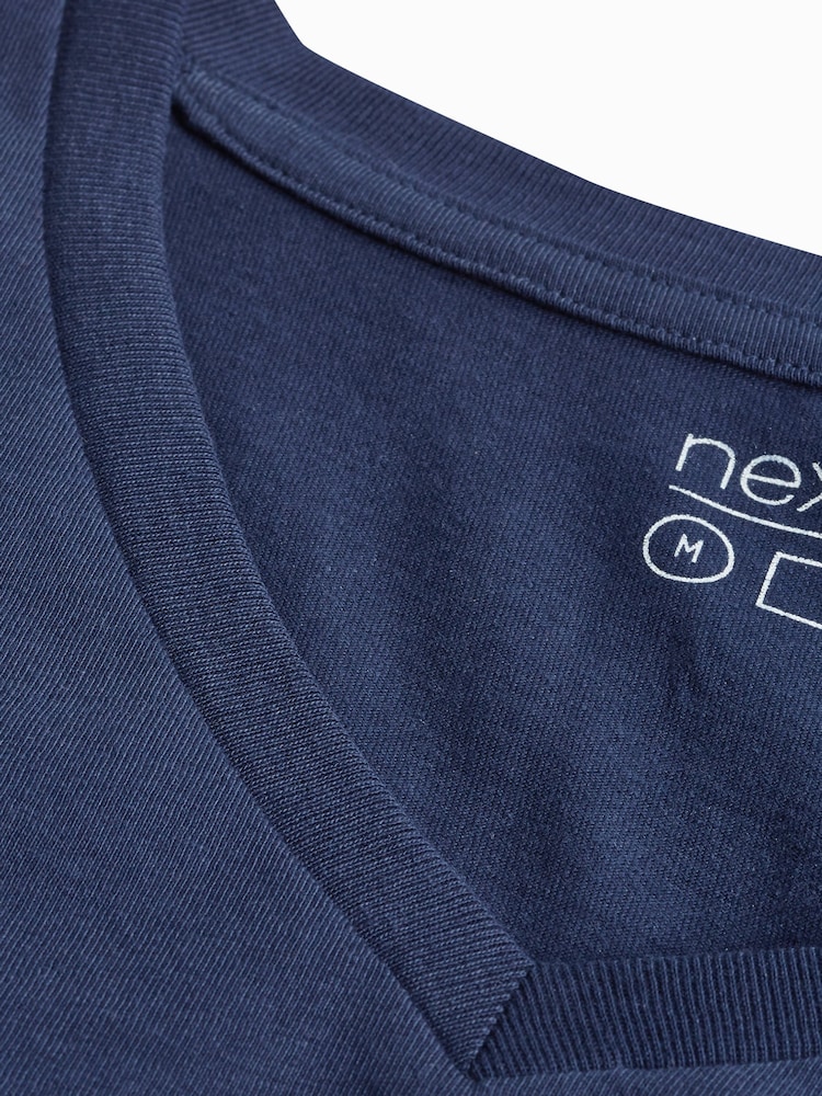 Navy Blue Regular Fit Essential V-Neck T-Shirt - Image 6 of 6