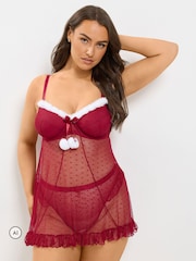 Yours Curve Red Santa Babydoll - Image 1 of 5