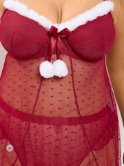 Yours Curve Red Santa Babydoll - Image 3 of 5