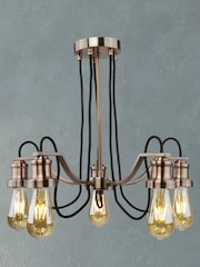 Searchlight Antique Copper Penny 5 Light Cable Ceiling Light With Braided Fabric Cable - Image 1 of 2