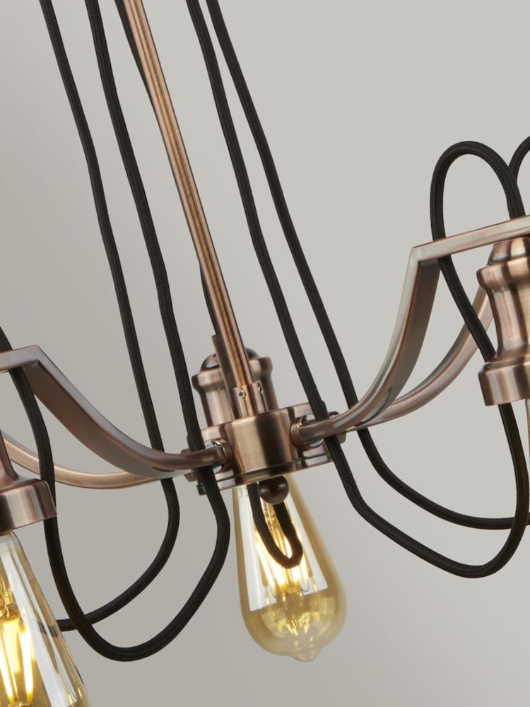 Searchlight Antique Copper Penny 5 Light Cable Ceiling Light With Braided Fabric Cable - Image 2 of 2