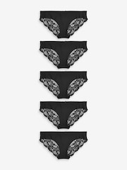 Schwarz - Nahtlose Brazilian-Spitzenslips im 5er-Pack - Bild 1 von 5