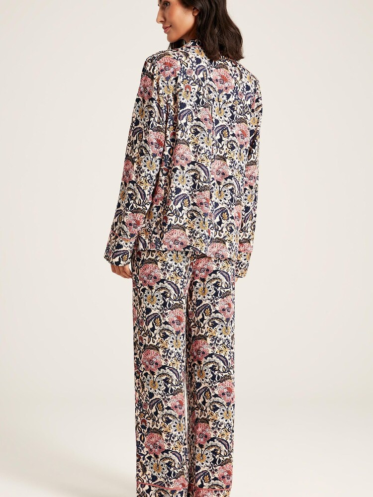 Joules Alma Navy Floral Pyjama Set - Image 2 of 8