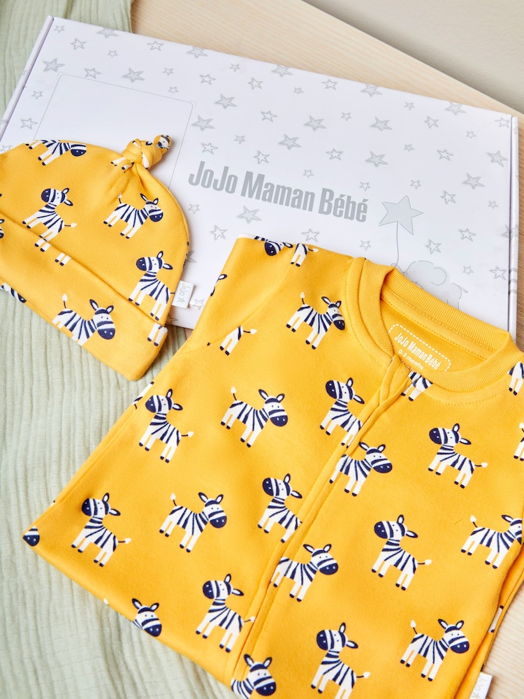JoJo Maman Bébé Mustard Yellow Zebra 2-Piece Letter Box Gift Set - Image 2 of 2