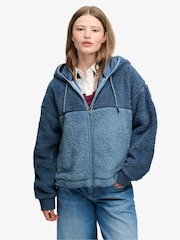 Superdry Blue Super Soft Zip Hoodie - Image 4 of 8