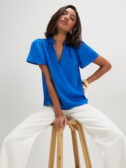 River Island Blue Satin Blouse - Image 1 of 4