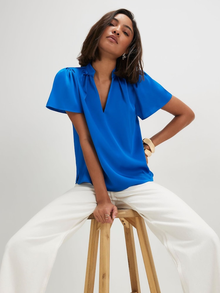 River Island Blue Satin Blouse - Image 1 of 4