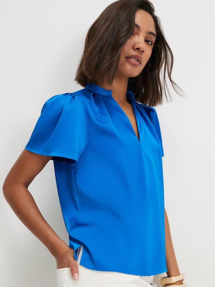 River Island Blue Satin Blouse - Image 4 of 4