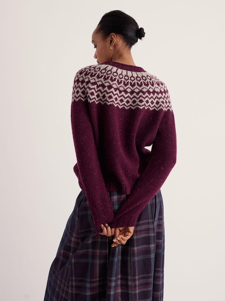 Seasalt Cornwall Purple Port Kinnis Fair Isle Jumper With Merino - Image 2 of 5 Seasalt Cornwall Purple Port Kinnis Fair Isle Jumper With Merino - Image 2 of 5