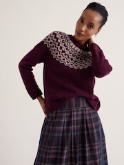 Seasalt Cornwall Purple Port Kinnis Fair Isle Jumper With Merino - Image 3 of 5