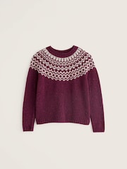 Seasalt Cornwall Purple Port Kinnis Fair Isle Jumper With Merino - Image 4 of 5