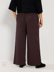 Yours Curve Brown Pleated Wide Leg Trousers - Image 3 of 6