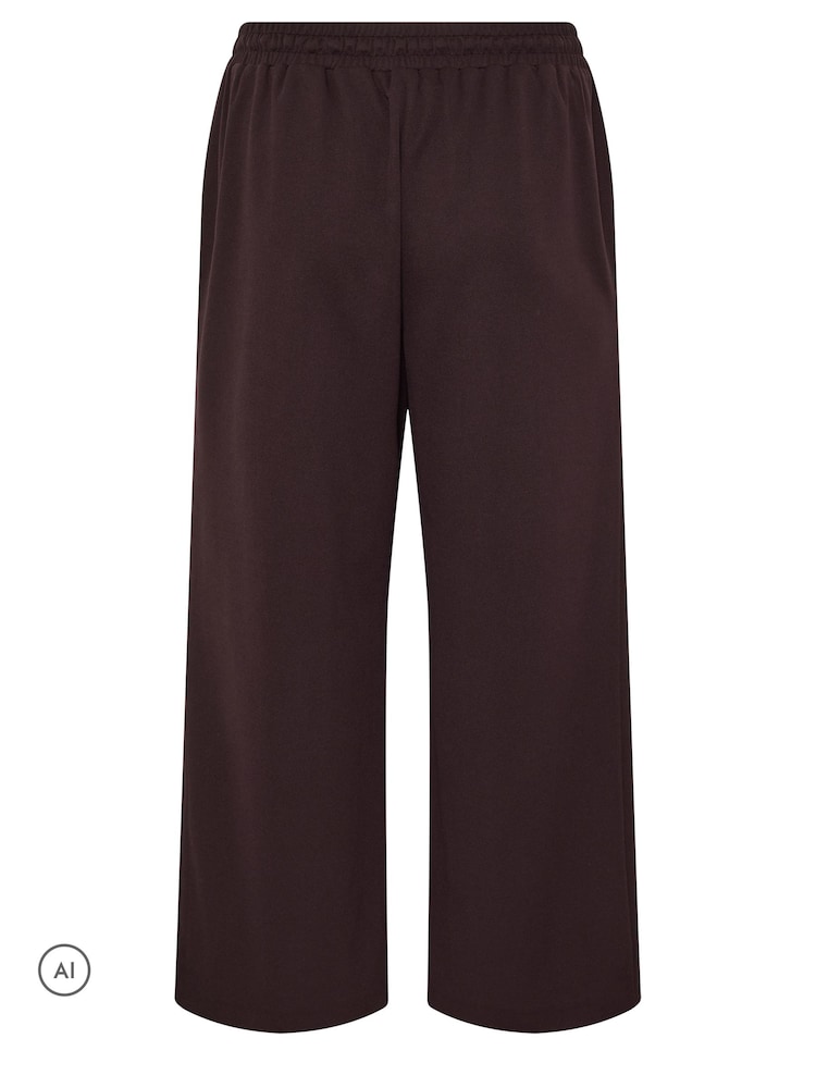 Yours Curve Brown Pleated Wide Leg Trousers - Image 6 of 6