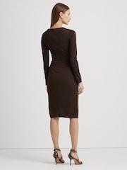 Lauren Ralph Lauren Brown Chain Trim Cutout Jersey Dress - Image 2 of 6