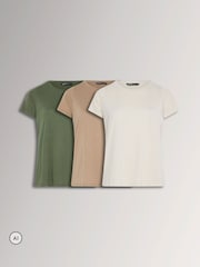 Yours Curve Green/Brown/White Core T-Shirts 3 Pack - Image 1 of 9