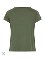 Yours Curve Green/Brown/White Core T-Shirts 3 Pack - Image 7 of 9