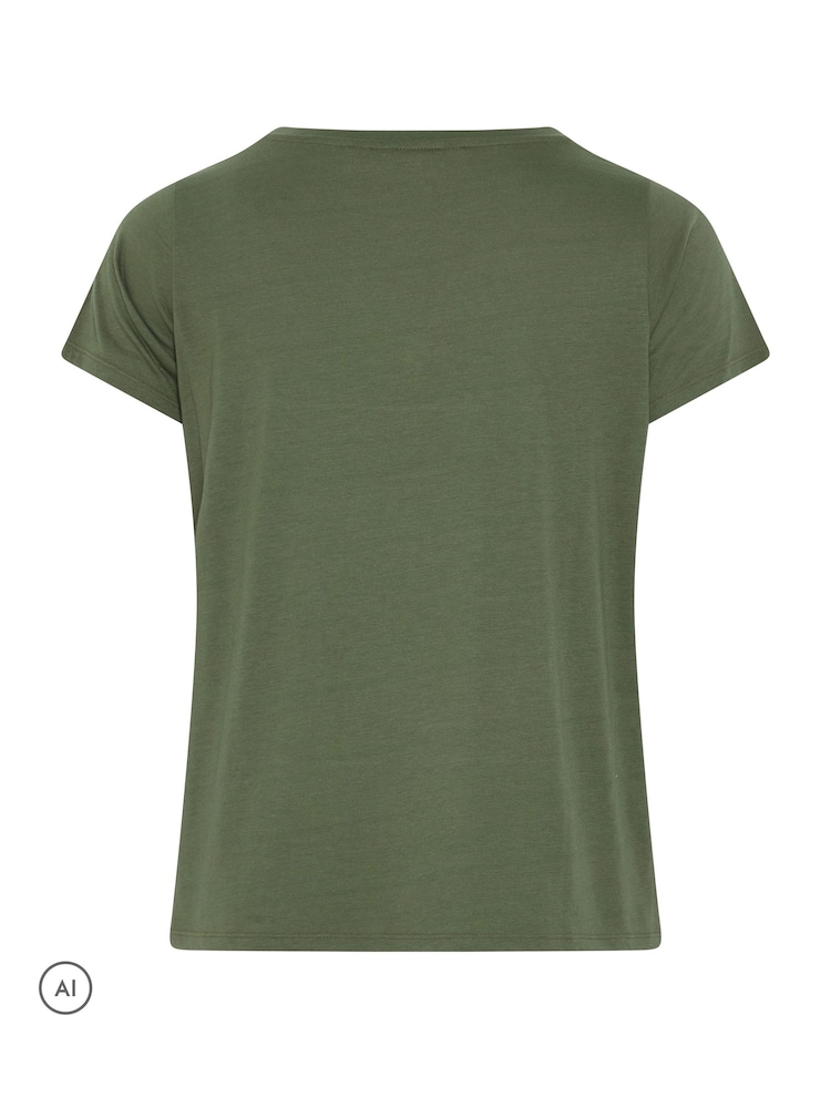 Yours Curve Green/Brown/White Core T-Shirts 3 Pack - Image 9 of 9