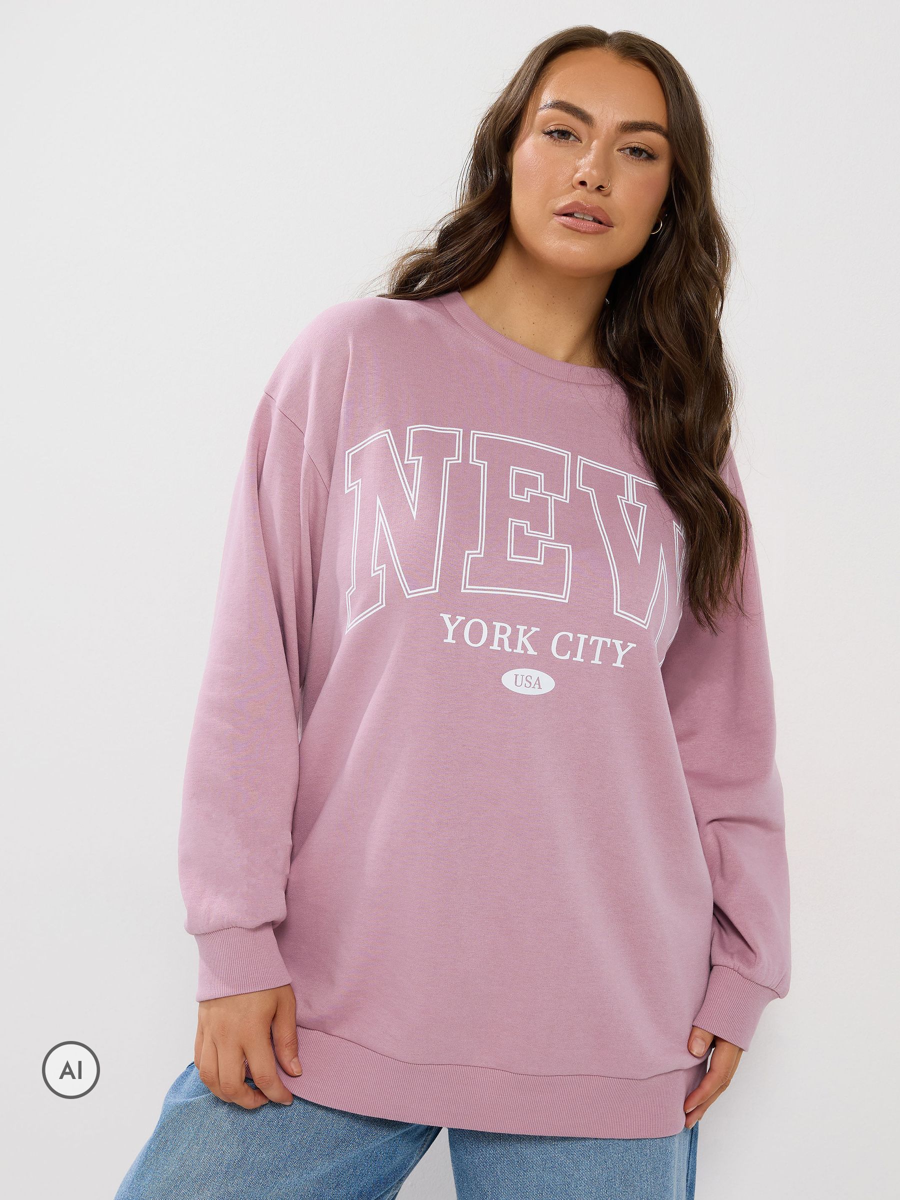 Yours Women's Pink 'New York City' Sweatshirt In | Size: 30-32 - Image 6