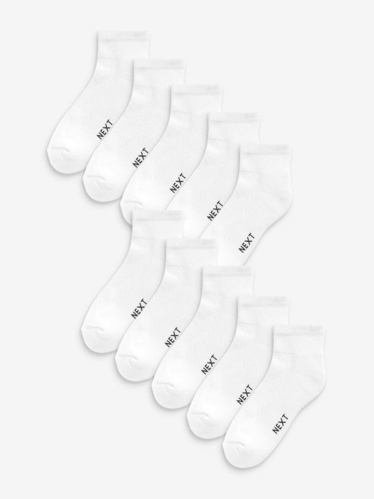 White 10 Pack Mid Trainer Socks - Image 1 of 2