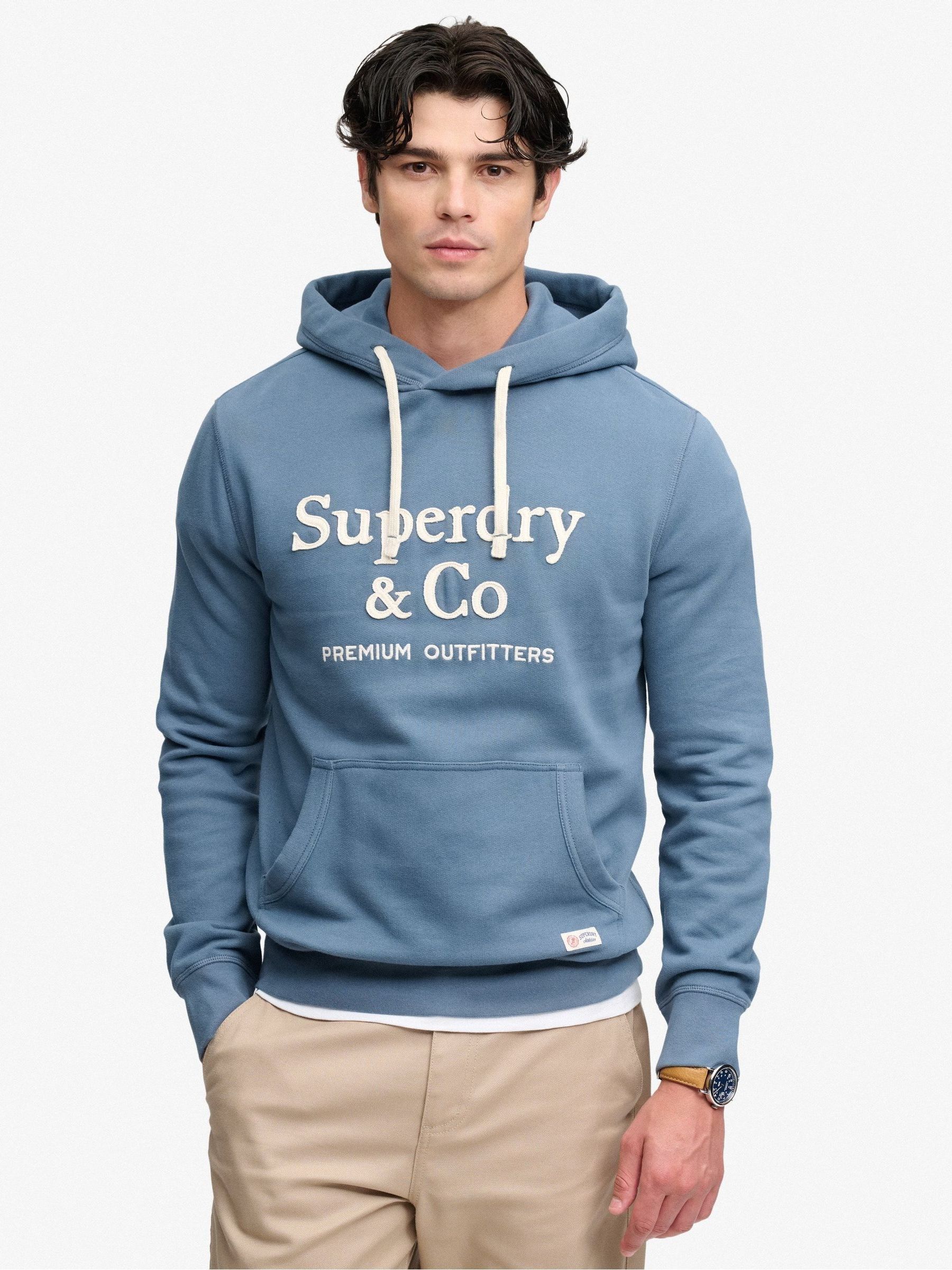 Superdry Men's Blue Company Logo Relaxed Hoodie - Image 1