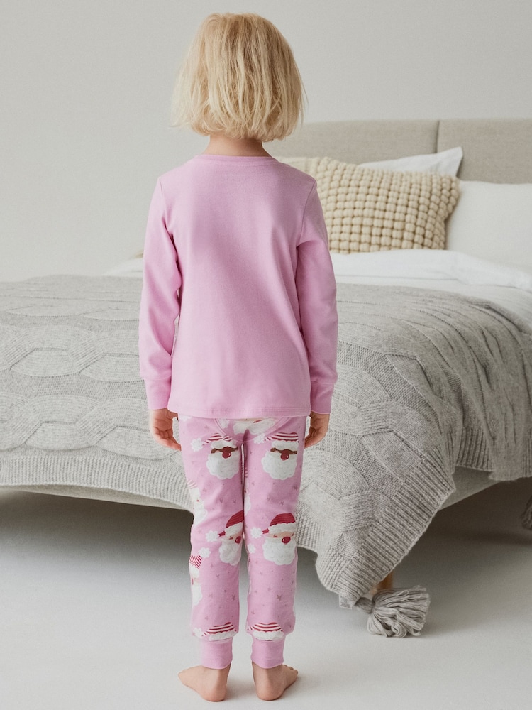 Pink/White Santa Matching Family Girls Christmas Pyjamas (9mths-12yrs) - Image 5 of 10