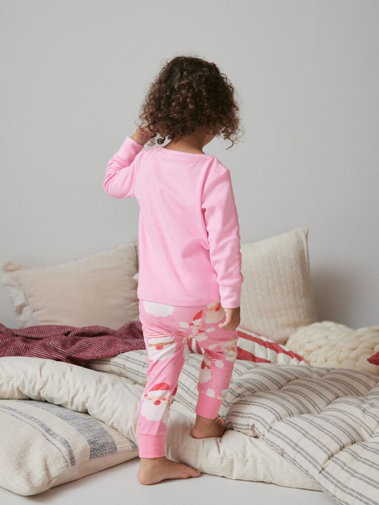 Pink/White Santa Matching Family Girls Christmas Pyjamas (9mths-12yrs) - Image 7 of 10