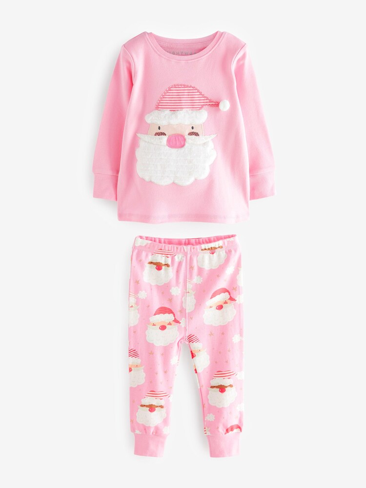 Pink/White Santa Matching Family Girls Christmas Pyjamas (9mths-12yrs) - Image 8 of 10
