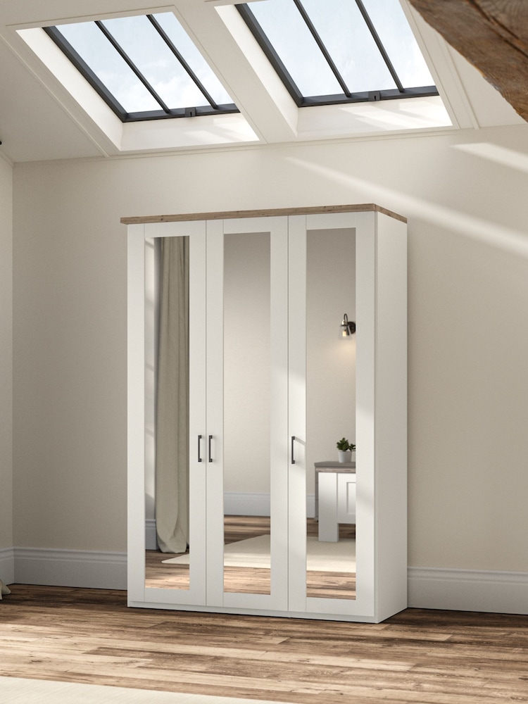 Wiemann White Truro Triple Mirror Semi Fitted Wardrobe - Image 1 of 2