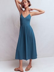 Boden Blue Cross Back Jersey Dress - Image 1 of 7