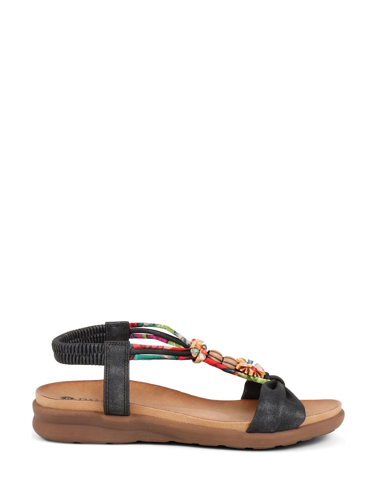 Pavers Black Pavers Embellished Flat Black Sandals - Image 2 of 6