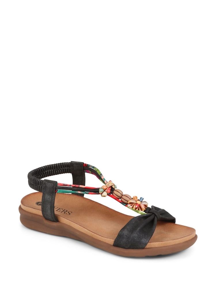 Pavers Black Pavers Embellished Flat Black Sandals - Image 3 of 6