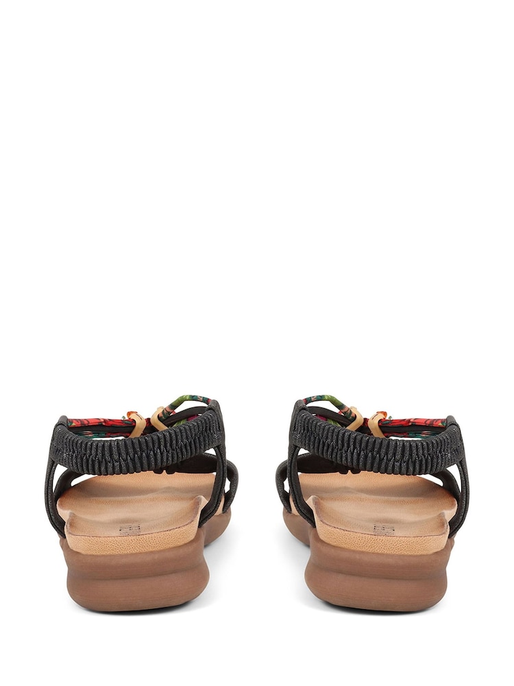 Pavers Black Pavers Embellished Flat Black Sandals - Image 4 of 6