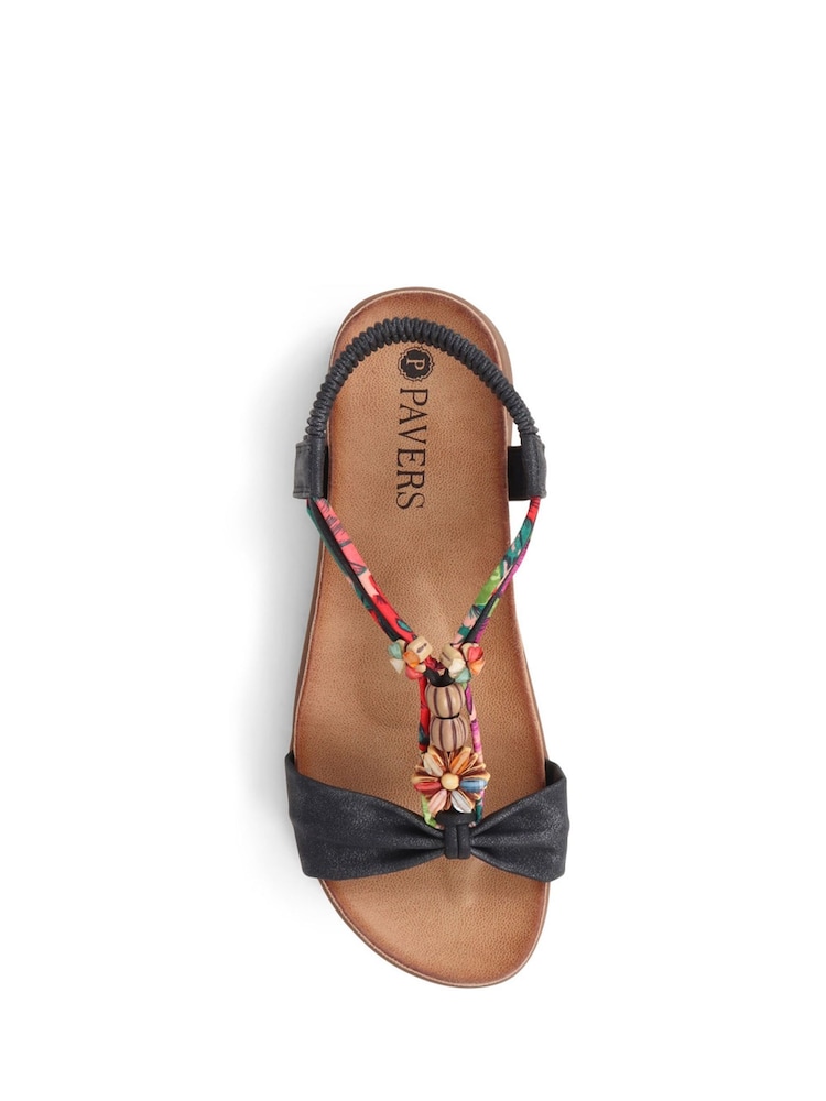 Pavers Black Pavers Embellished Flat Black Sandals - Image 5 of 6