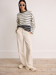 Ecru/Navy Smart Stripe Crew Neck Sweatshirt - Image 2 of 7