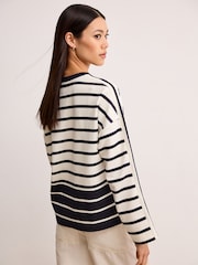 Ecru/Navy Smart Stripe Crew Neck Sweatshirt - Image 4 of 7