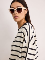 Ecru/Navy Smart Stripe Crew Neck Sweatshirt - Image 5 of 7