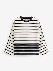 Ecru/Navy Smart Stripe Crew Neck Sweatshirt - Image 6 of 7