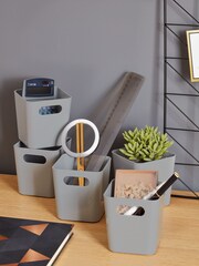 Wham Set of 5 Grey Studio Square Plastic Storage Baskets - Image 1 of 4