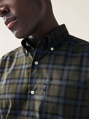 Forest Green Check Easy Iron Button Down Oxford Shirt - Image 4 of 7