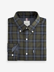 Forest Green Check Easy Iron Button Down Oxford Shirt - Image 6 of 7