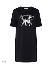 Yours Curve Black 'Paws & Unwinding' Dalmatian Nightdress - Image 5 of 6